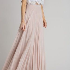 Morning Lavender Simone Beige Pleated Maxi Skirt